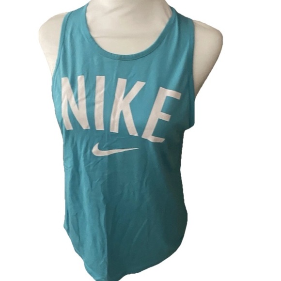 Nike Dri-Fit Tank Top Womens Sz S Loose Logo Blue Racerback Active Muscle - Picture 1 of 5